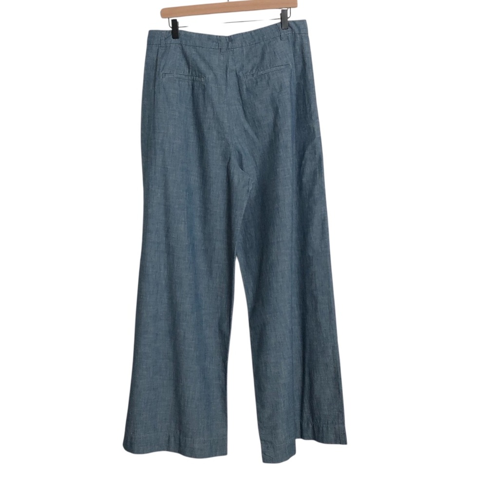 Lauren Ralph Lauren LRL Wide Leg Chambray Pants Pleated High Rise Size 12 - Picture 2 of 9